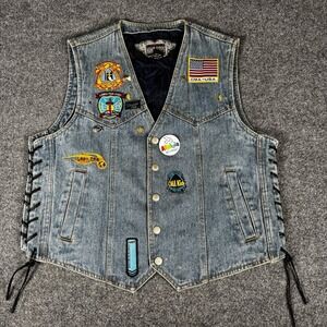 Vintage Hawg Hides Denim Vest Christian Motorcyclists CMA 2XL Jesus God Bible
